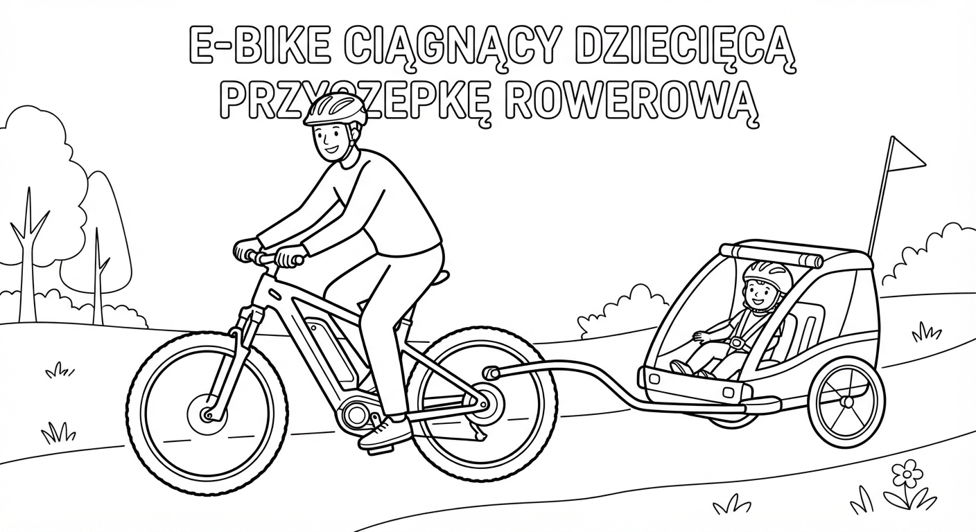 E-Bike Ciągnący Dziecięcą Przyczepkę Rowerową