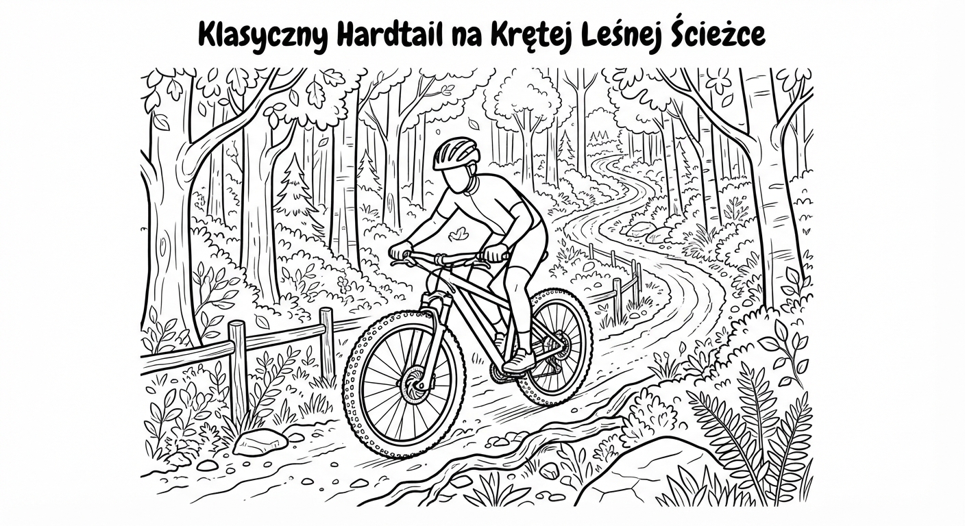 Klasyczny Hardtail na Krętej Leśnej Ścieżce